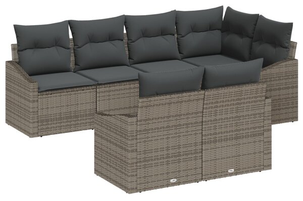Kerti Kanapé Szett párnával tárolóval 7 pcs Szürke polirattan