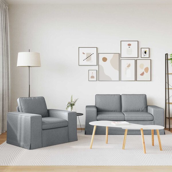 VidaXL Kanapé Szett 2 pcs Világosszürke 162 x 80 x 82 cm szövet