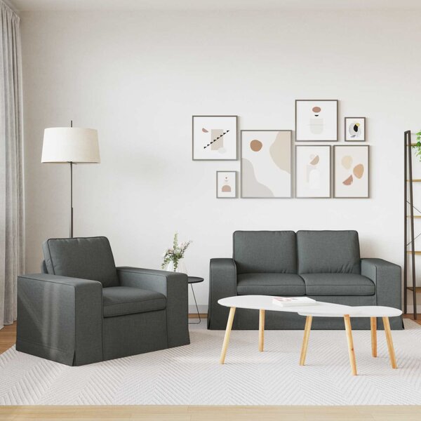 VidaXL Kanapé Szett 2 pcs Sötétszürke 162 x 80 x 82 cm szövet