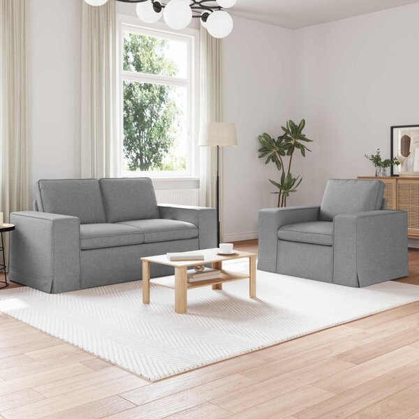 VidaXL Kanapé Szett 2 pcs Világosszürke 162 x 80 x 82 cm szövet