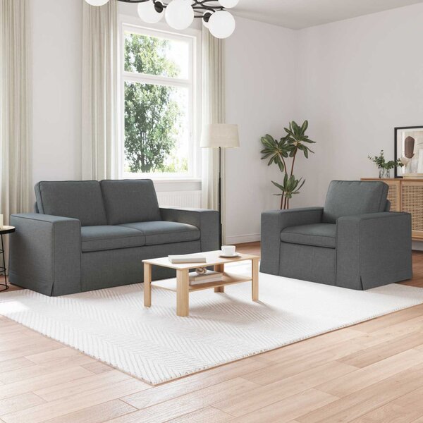 VidaXL Kanapé Szett 2 pcs Sötétszürke 162 x 80 x 82 cm szövet