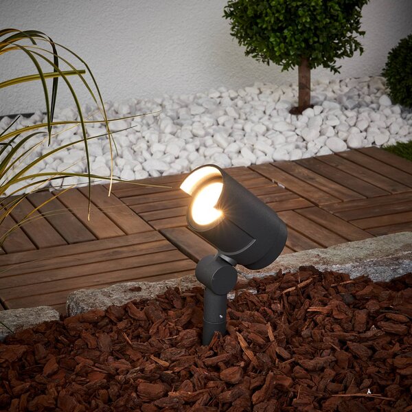 Lucande LED-es földi spotlámpa Beatrix, antracit, alumínium, 45,7cm, Fekete, Alumínium, Modern