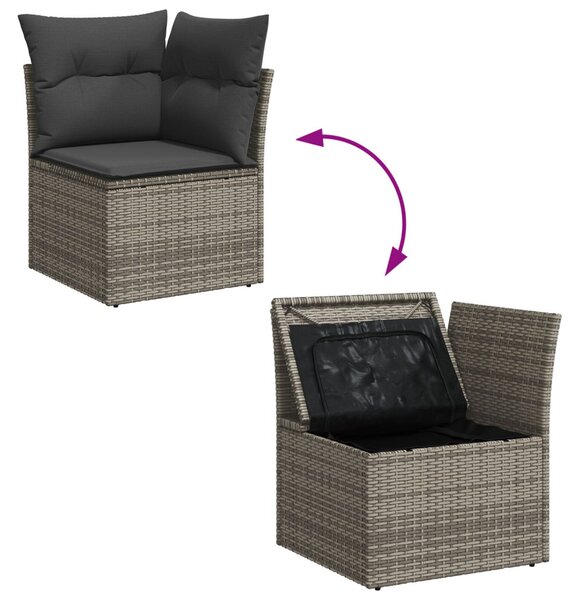 Kert étkező szett 6 pcs Szürke Poli rattan és porfestett acél