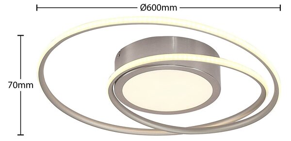 Lindby Bovia LED mennyezeti lámpa, CCT, sza., nik., dimmelhető, Alu / szürke / cink, Nappali / Étkező, Alumínium, Modern