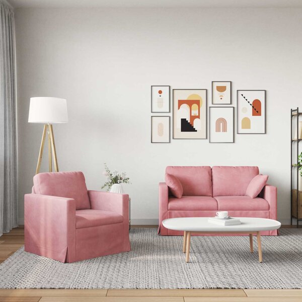 VidaXL Kanapé Szett 2 pcs Rózsaszín 138 x 78 x 80 cm Bársony