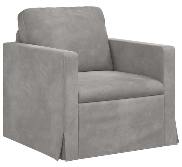 VidaXL Kanapé Szett 2 pcs Világosszürke 198 x 78 x 80 cm Bársony