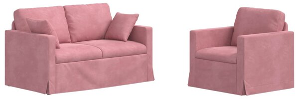 VidaXL Kanapé Szett 2 pcs Rózsaszín 138 x 78 x 80 cm Bársony