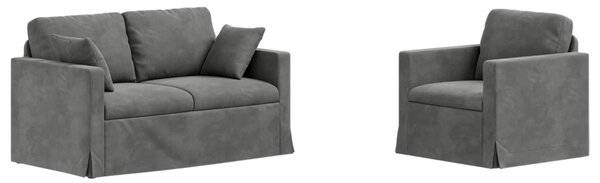 VidaXL Kanapé Szett 2 pcs Sötétszürke 138 x 78 x 80 cm Bársony