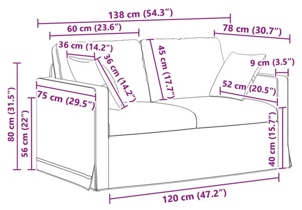 VidaXL Kanapé Szett 2 pcs Rózsaszín 138 x 78 x 80 cm Bársony