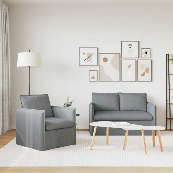 VidaXL Kanapé Szett 2 pcs Világosszürke 136 x 82 x 85 cm Szövet