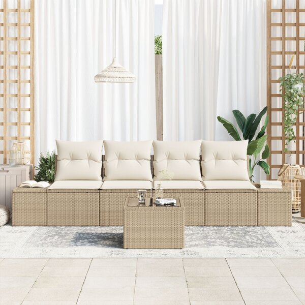Kerti Kanapé Szett 5 db Beige és krém polirattan