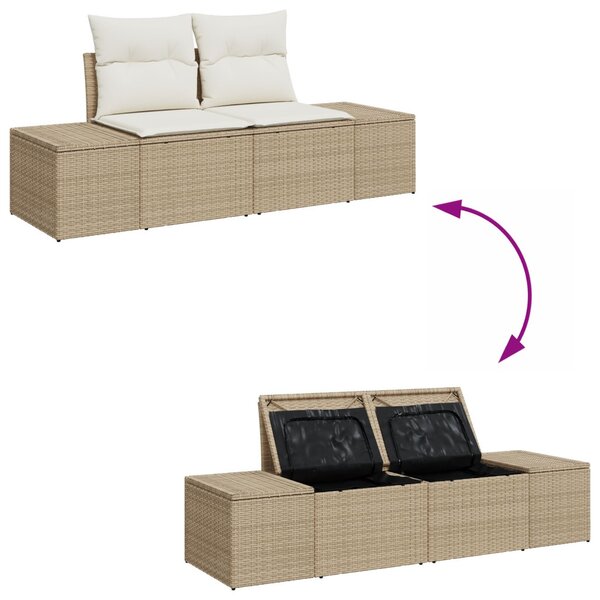 VidaXL Kerti Kanapé Szett tárolóval 7 pcs Beige és krém Poli rattan