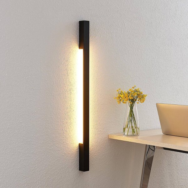 Arcchio Ivano LED fali lámpa, 91 cm, fekete, Fekete, Folyosó, Alumínium, Modern