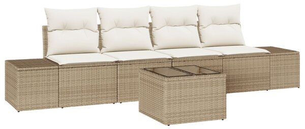 Kerti Kanapé Szett 5 db Beige és krém polirattan