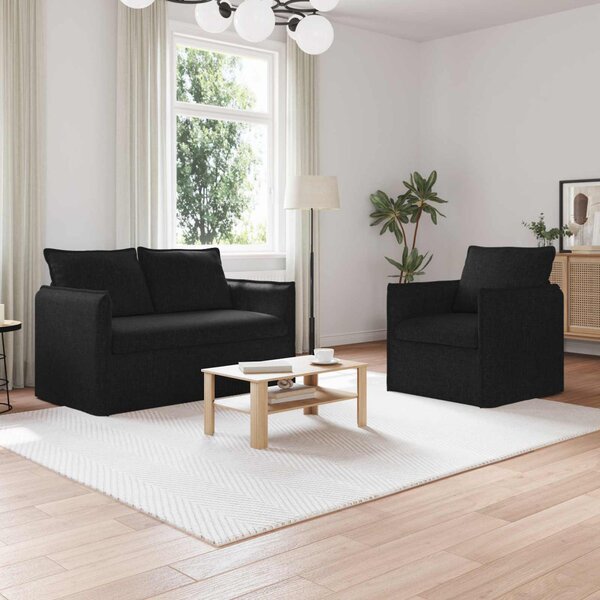 VidaXL Kanapé Szett 2 pcs Fekete 136 x 82 x 85 cm Szövet