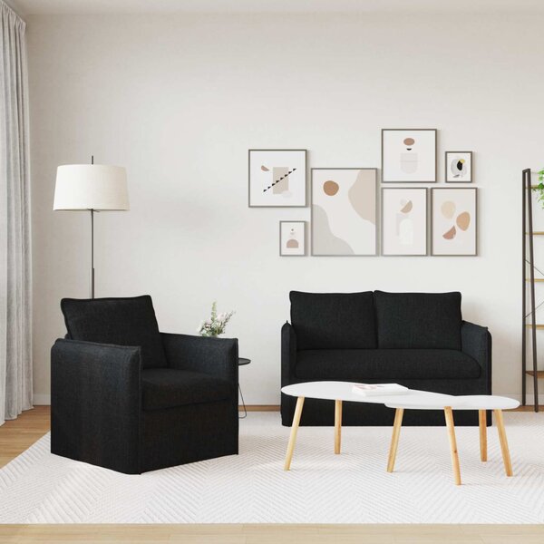 VidaXL Kanapé Szett 2 pcs Fekete 136 x 82 x 85 cm Szövet