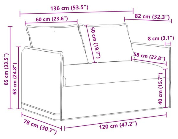 VidaXL Kanapé Szett 2 pcs Fekete 136 x 82 x 85 cm Szövet