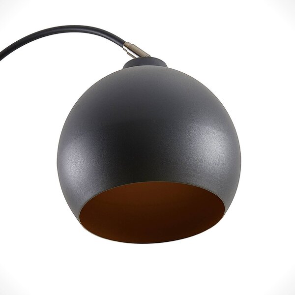 Lindby Ívlámpa Minali, fekete, fém, 148 cm magas, E27, Fekete, Nappali / Étkező, fém, Modern