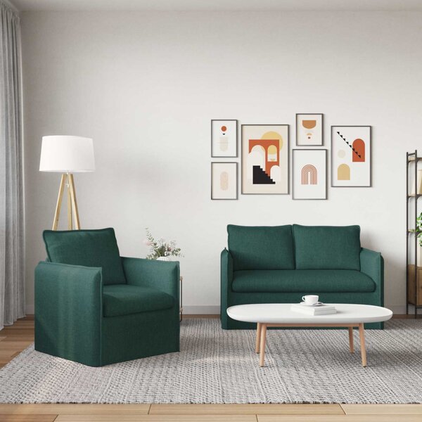 VidaXL Kanapé Szett 2 pcs Sötétzöld 136 x 82 x 85 cm Szövet