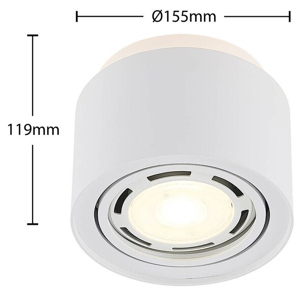 Arcchio mennyezeti lámpa Walisa, Ø 15 cm, fehér, fém, GU10, dimmelhető, Fehér / opál, Nappali / Étkező, Alumínium, Modern