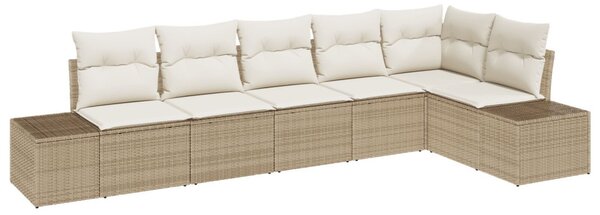 Kerti Kanapé Szett 6 db Beige és krém polirattan
