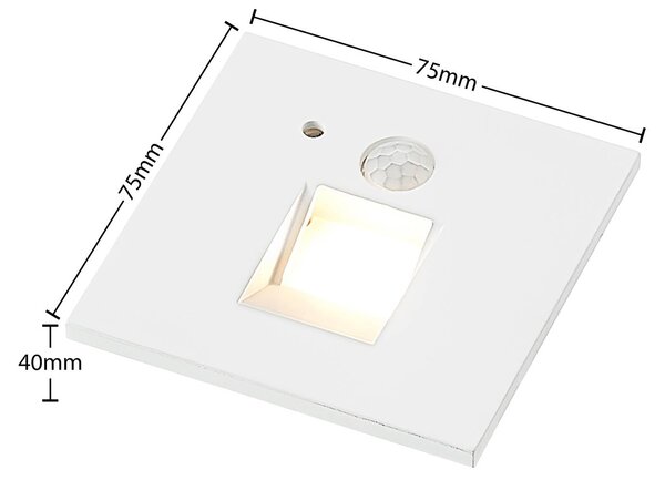 Arcchio LED-es süllyesztett lámpa Neru, 7 cm, fehér, szögletes, érzékelővel, Fehér / opál, Nappali / Étkező, Alumínium, Modern