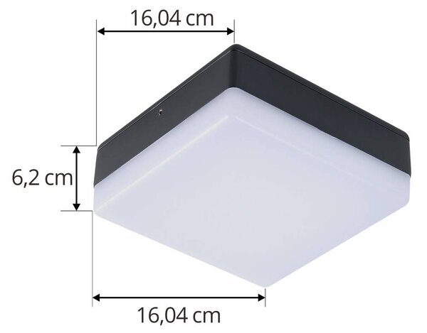 Lucande LED mennyezeti lámpa Thilo, 16cm, antracit, érzékelő, IP54, Műanyag, Modern