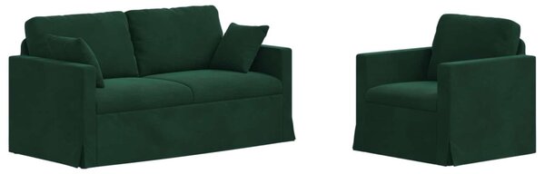 VidaXL Kanapé Szett 2 pcs Sötétzöld 158 x 78 x 80 cm Bársony