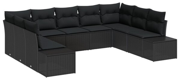 Kerti Kanapé Szett 9 db 8-Ülőhelyek száma Fekete Polyrattan