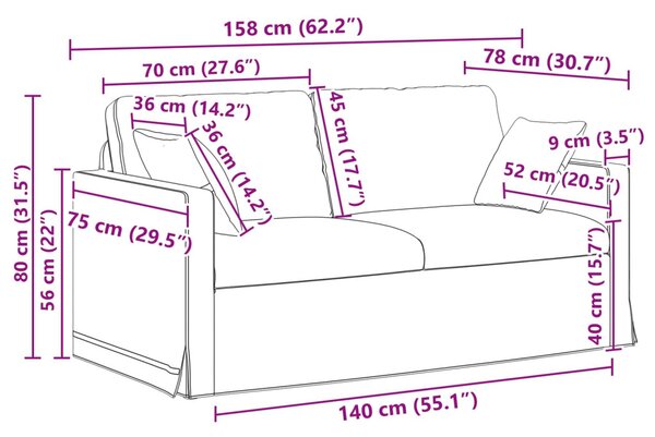 VidaXL Kanapé Szett 2 pcs Sötétzöld 158 x 78 x 80 cm Bársony