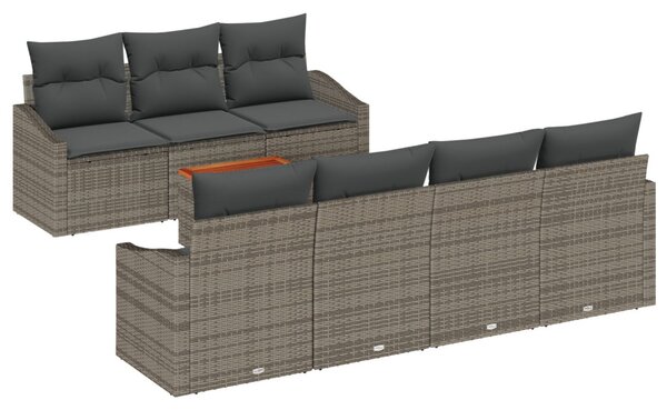 Kerti Kanapé Szett tárolóval 8 pcs Szürke polirattan