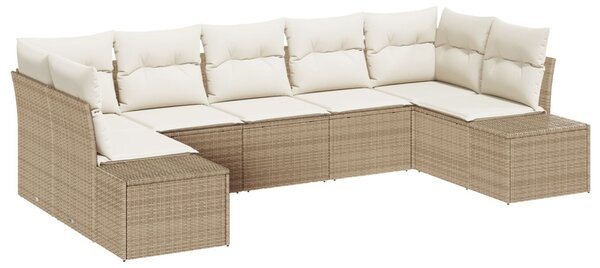 VidaXL Kerti Kanapé Szett tárolóval 7 pcs Beige és krém Poli rattan