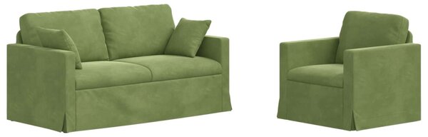 VidaXL Kanapé Szett 2 pcs Világos zöld 158 x 78 x 80 cm Bársony
