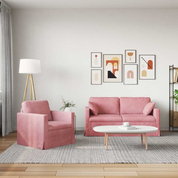 VidaXL Kanapé Szett 2 pcs Rózsaszín 158 x 78 x 80 cm Bársony