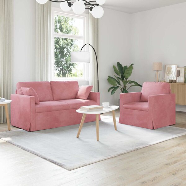VidaXL Kanapé Szett 2 pcs Rózsaszín 158 x 78 x 80 cm Bársony