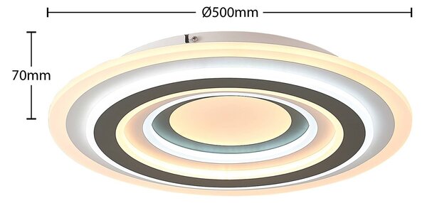 Lindby LED mennyezeti lámpa Jazmina, 50 cm, CCT, távirányítóval, dimmelhető, Fekete, Nappali / Étkező, Műanyag, Modern