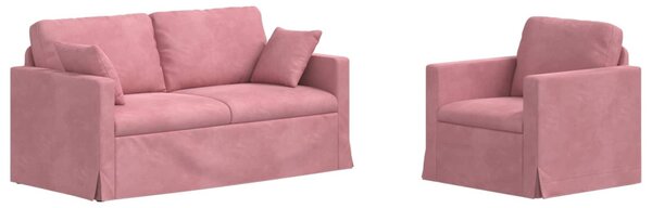VidaXL Kanapé Szett 2 pcs Rózsaszín 158 x 78 x 80 cm Bársony