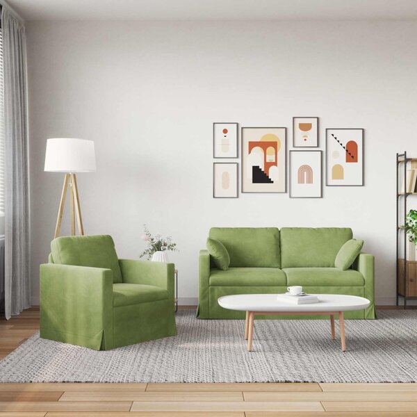 VidaXL Kanapé Szett 2 pcs Világos zöld 158 x 78 x 80 cm Bársony