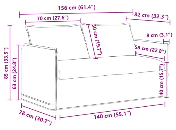 VidaXL Kanapé Szett 2 pcs Világosszürke 156 x 82 x 85 cm Szövet