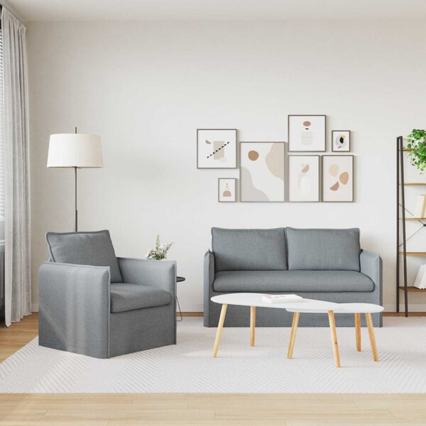 VidaXL Kanapé Szett 2 pcs Világosszürke 156 x 82 x 85 cm Szövet