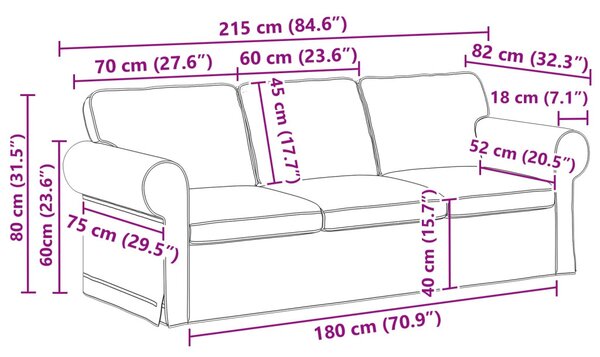 VidaXL Kanapé Sötétszürke 215 x 82 x 80 cm szövet
