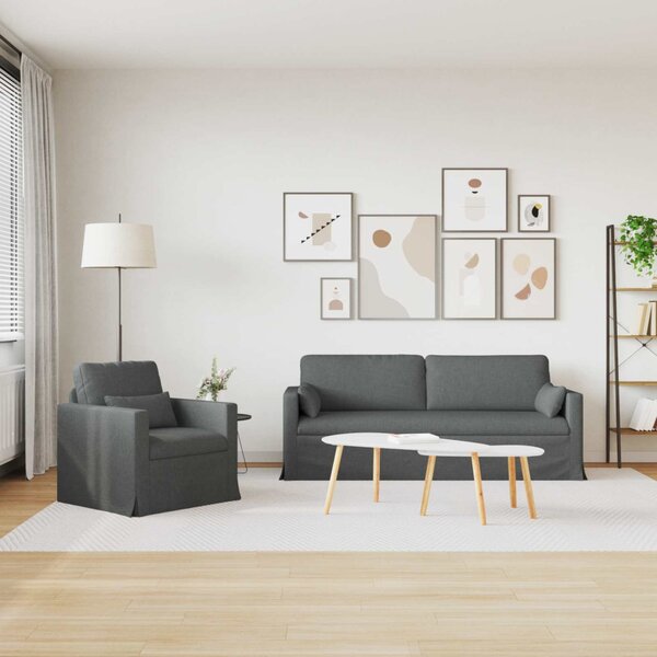 VidaXL Kanapé Szett 2 pcs Sötétszürke 198 x 78 x 80 cm szövet