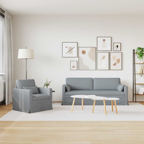 VidaXL Kanapé Szett 2 pcs Világosszürke 198 x 78 x 80 cm szövet