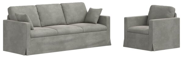 VidaXL Kanapé Szett 2 pcs Világosszürke 198 x 78 x 80 cm Bársony