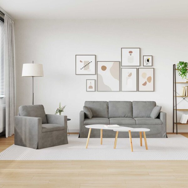 VidaXL Kanapé Szett 2 pcs Világosszürke 198 x 78 x 80 cm Bársony