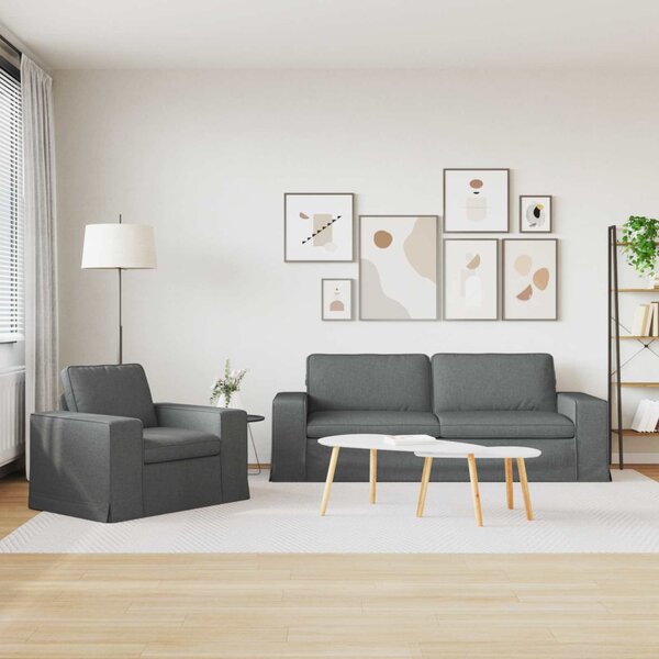 VidaXL Kanapé Szett 2 pcs Sötétszürke 222 x 80 x 82 cm szövet