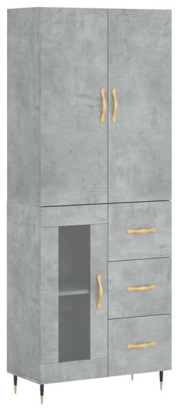 Betonszürke szerelt fa magasszekrény 69,5 x 34 x 180 cm