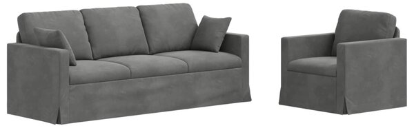VidaXL Kanapé Szett 2 pcs Sötétszürke 198 x 78 x 80 cm Bársony