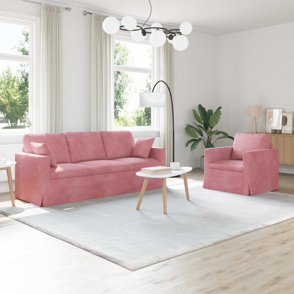 VidaXL Kanapé Szett 2 pcs Rózsaszín 198 x 78 x 80 cm Bársony