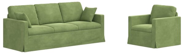 VidaXL Kanapé Szett 2 pcs Világos zöld 198 x 78 x 80 cm Bársony